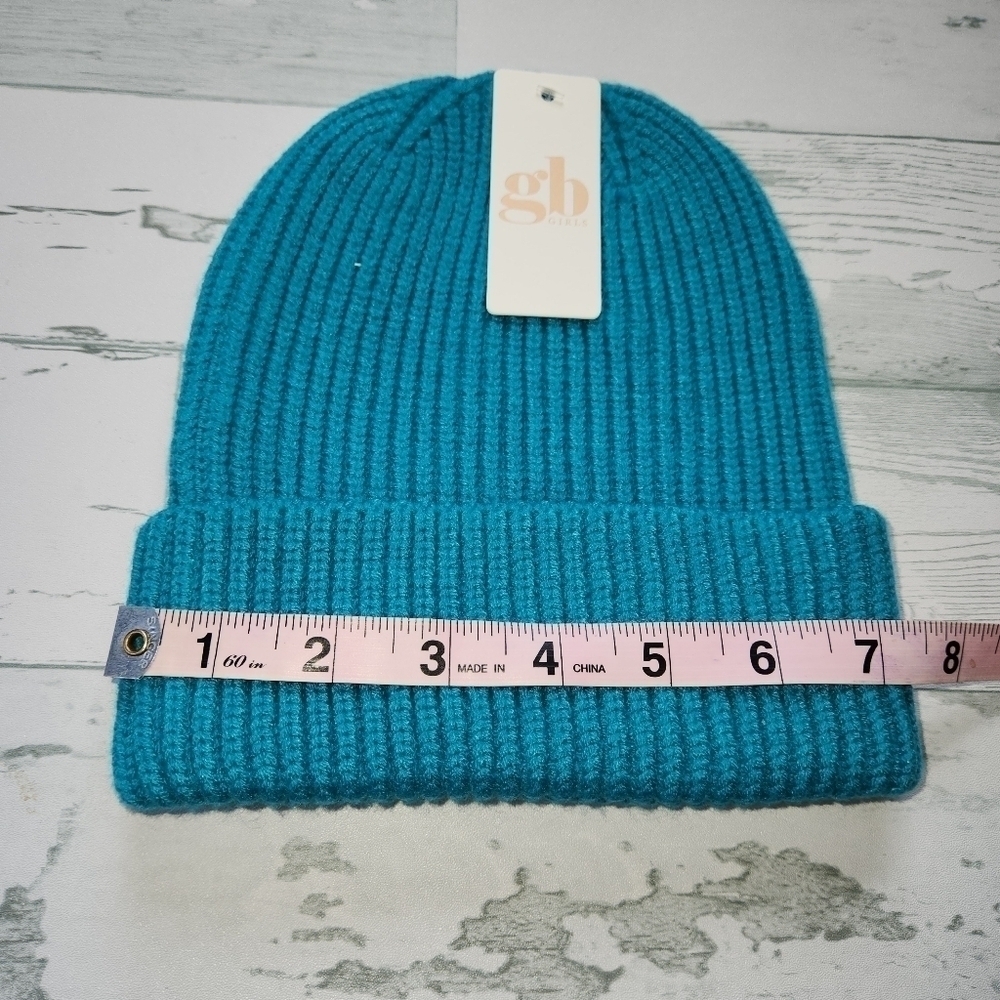 Gianni Bini NWT Girls Teal Cable Knit Hat One Size - Picture 4 of 6